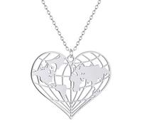 Gioielli Ciondolo Cuore Mappa del Mondo Collana Origami Terra Mondo Pendente Viaggio Choker Catena Terra Gioielli Pianeta Regalo