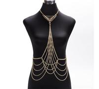 Gioielli con catena for il corpo - Catena for la vita, finta pancia, in oro, da donna, for imbracatura da spiaggia, collana, gioielli, collana, pancia