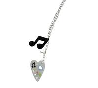 Gioielli con ciondolo a cuore con finitura glitterata, dettaglio nota musicale e collana a catena lunga per feste e look quotidiani Collana con ciondolo a cuore in acrilico glitterato con nota e