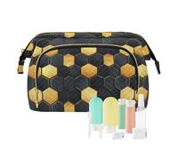 Gioielli cosmetici da viaggio di capacità portatile della borsa cosmetica del modello regolare del modello nero e dell'oro per grande capacità