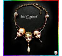 Gioielli da Donna Collana Bambola Art Deco Pendente Belle Epoque Perle Cristalli
