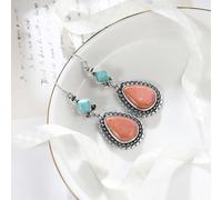 Gioielli da donna, orecchini da donna, rosso, verde, placcato argento, turchese, 57 x 20,5 mm, per la festa della mamma, gioielli