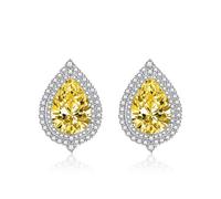 Gioielli da donna, orecchini in argento 925 giallo zircone lacrima per la festa del papà gioielli regalo, Kupfer + 925 SilberTropfenform, rame + argento 925, Zirconia cubica