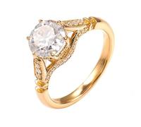 Gioielli da donna personalizzabili, fede da donna Moissanite giallo oro 9 carati moissanite rotondo vintage a 6 artigli 3 carati, taglia moglie per moglie fidanzata