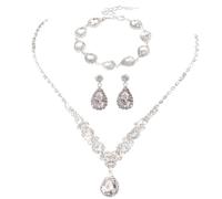 Gioielli da ginnastica Celestial Tear Drop Jewelry - Liquid Starlight Necklace Orecchini & Bracelet Set with Cut Angel Wing Motifs for Gala Nights and Glamour Manifestations Orecchini Note (B, taglia