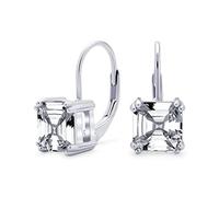 Gioielli da sposa classici 4 CTW Orecchini pendenti con zirconi cubici quadrati solitari AAA CZ Royal Asscher Cut per donne in argento sterling .925