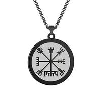 Gioielli da uomo con bussola vichinga Vegvisir, collana in oro per uomini e ragazzi con medaglione Witcher in acciaio inox 316L, Acciaio inossidabile, Senza pietre preziose
