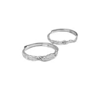 Gioielli da uomo, donna, anello in argento 925, da donna, in argento Sterling con texture ossellata, martellata a mano, regolabile, alla moda, per coppia, unisex, sorella di Natale, Réglable, Argento