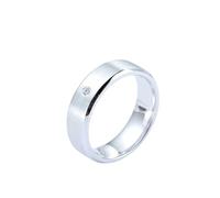 Gioielli da uomo, fede di diamante in oro bianco e PT950 con diamante 0,02 ct a taglio solido, non placcato, elegante, per cocktail unisex, 57.5, Oro bianco 9 carati, Diamante