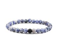 Gioielli di fascino Bracciale con pietre preziose, braccialetti di perline Pino blu naturale Perline di pietra nera opaca Braccialetti Bracciale di cristallo elastico Gioielli di cristallo Reiki for u