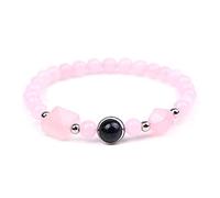 Gioielli di fascino Braccialetti di perline, bracciale di cristallo di perline di quarzo rosa naturale, braccialetti con ciondolo a piramide rosa, braccialetti di perline elastiche gioielli di cristal