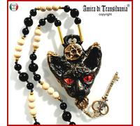 gioielli di lusso collana gatto sphynx pietre perle pendente pentagramma strega