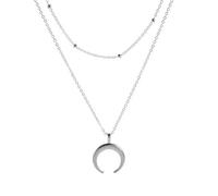 Gioielli di moda, collana boh茅mien con doppio corno, collana a clavicola a strati per donna