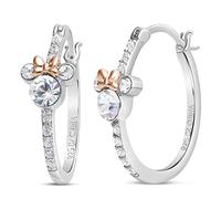Gioielli Disney Minnie per Donne e Ragazze, Orecchini a Cerchio in Argento Sterling con Zirconi di Mickey