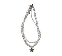Gioielli dolci della collana di perle d'imitazione doppio strato | Collana girocollo con perle per donne, ragazze, adolescenti, gioielli, regalo, delicata collana con ciondolo a forma di fiore