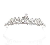 Gioielli eleganti Crowcrystal Leaf Tiara corone per capelli gioielli Rhinestone Wedding Pageant Bridal Head Abbrautica Bridal, dimensioni: 14 * 3,5 (argento 14 * 3,5 cm)
