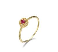 Gioielli fantasia blu, anello di fidanzamento donna Moissanite oro giallo 14 carati di forma rotonda rubino per Capodanno, 55, Oro giallo 14 carati, Rubino