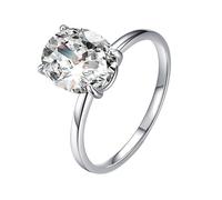 Gioielli in argento Anello da donna in oro bianco 9K/14K Au375/Au585 8 x 10 mm Moissanite per madre lesbica, 59, Oro bianco 9 carati, Moissanite