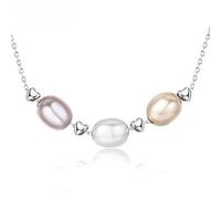 Gioielli in Argento Sterling 925 con Collana di Perle d'Acqua Dolce di Amicizia di Amore