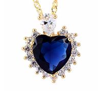 Gioielli in oro giallo Rizilia oro giallo placcato oro blu cuore zaffiro e oro bianco Topaz gioiello collana in pendenza con catena di pendenza (lunghezza 48cm / 18inch)
