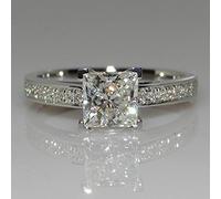 Gioielli Moda Anelli in Argento Sterling 925 per Gioielli da Donna Anello di Fidanzamento da Sposa Quadrato dal Design Semplice