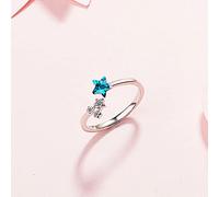 Gioielli Moda Donna in Argento Sterling 925 Anello con zirconi in Cristallo con Stella Blu Anello Aperto Regolabile