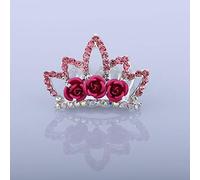 Gioielli per capelli Corona diademi per donne 1 pezzo Bellissimo mini diadema Fiore rosa Strass di cristallo Corona principessa Pettine per capelli Bambini Ragazze Piccoli gioielli per capelli (4)