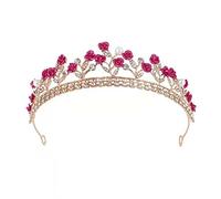Gioielli per capelli corona diademi per donne donne barocco cristallo corona tiara vintage strass corone diademi fasce per capelli da sposa accessori per capelli gioielli alla moda (colore: D rosa)