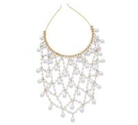 Gioielli per capelli flapper copricapo di perle catena per capelli Art Déco con strass accessorio per flapper anni '20 ruggenti per donne feste matrimoni vintage dorato