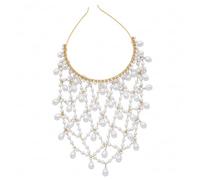 Gioielli per capelli flapper copricapo di perle catena per capelli Art Déco con strass accessorio per flapper anni '20 ruggenti per donne feste matrimoni vintage dorato