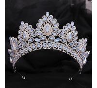 Gioielli per capelli Tiara corona per donne Tiara grandi e corone per la sposa Wedding Baroche Heads Bashs King and Queen Crowns Acqua Goccia Dropestone Disegni per capelli Gioielli (colore: F)