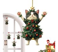 Gioielli per gatti per l'albero di Natale - Decorazioni per alberi di Natale gatti | Trailer di gattini per albero di acrilico | Accessori per rimorchi per animali posteriori del veicolo
