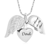Gioielli per la cremazione per ceneri a forma di cuore urna collana pendenti ceneri per donne uomini famiglia ricordo commemorativo ala d'angelo con ciondolo cuore per i propri cari, Acciaio