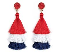 Gioielli per orecchie a tema bandiera patriottica americana, accessori per feste per amici e familiari, gioielli per il giorno dell'indipendenza, One Size, Metallo, come descritto