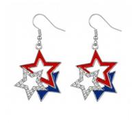 Gioielli per orecchie a tema bandiera patriottica americana, accessori per feste per amici e familiari, gioielli per il giorno dell'indipendenza, One Size, Metallo, come descritto