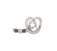 Gioielli per piercing ai denti in oro brillante con design a doppio cuore, materiali in rame anallergico per abiti casual e incidenti, impiallacciature leggere da indossare tutti i giorni, One Size