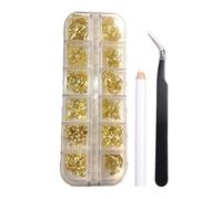 Gioielli Per Unghie - Manicure Fai Da Te Con Gemme Glitterate Dorate | Decorazioni Per Unghie Multiforme, Donne E Ragazze, Punte Francesi In Acrilico Compleanno Natale Matrimonio Appuntamenti Palcosce