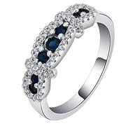 Gioielli Personalizzati Anello, Anello di Matrimonio Argento con Zirconia Blu e Bianco Anello per Regali della Fidanzata Misura 11.5-61.5, Cristallo, Zirconie sintetico