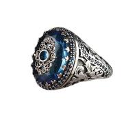 Gioielli Punk Annati Di Pietra Di Onice Nera Fatti a Mano per Uomini Anelli in Metallo Intaglio Color Argento-13.015, OZZKI, 8, 9