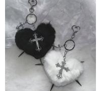 Gioielli Punk Portachiavi a Croce con Stampa Leopardata e Borchie Punk Cool Grunge Rock Cuore Portachiavi Decorazione Accessori Goth XSYSK360Ritratto,HalloweenLega di zinco