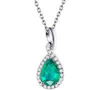 Gioielli Real White Women's Turne Drop Drop Donne Lunghe con con Emerald Green 1,22 carati Presenti per Il Giorno di Fidanzamento di San Valentino Natale