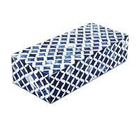 Gioielli Regalo Scatole - Organizzatore e Conservazione Scatola per Donne Ragazze Camera da letto Ufficio, Guardaroba Fatto di bufalo Bone, Resina Intarsio Opera d'arte, Blu-Bianco,Regalo di Capodanno