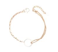 Gioielli rotondi dei braccialetti di fascino della doppia catena del cerchio dell'oro rosa per il regalo