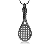 Gioielli sportivi per donne e uomini racchetta da tennis urna collana per cenere in acciaio inox Tennis Memorial Collane porta cenere Keepsake gioielli per cenere umana con kit di riempimento, Acciaio
