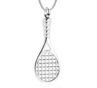 Gioielli sportivi per donne e uomini racchetta da tennis urna collana per cenere in acciaio inox Tennis Memorial Collane porta cenere Keepsake gioielli per cenere umana con kit di riempimento, Acciaio