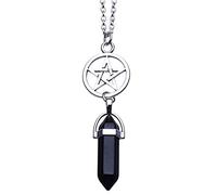 Gioielli unici della collana del pendente della colonna esagonale nera a forma di pentagramma del cerchio vuoto