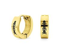 Gioielli Unisex Per Motociclisti Piccoli Orecchini A Cerchio Con Teschio Di Halloween Kpop Huggie Per Uomini Donne Adolescenti In Acciaio Inox Tonalità Oro