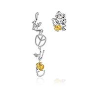 Gioielli vintage, Cubic Zirconia Orecchini a cerchio asimmetrici Rose Argento e rame giallo, Cubic Zirconia