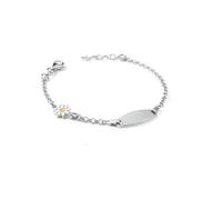 gioiellitaly Bracciale argento 925 bambina bambino targa per incisione personalizzabile con margherita smalto multicolor regalo bimba bimbo