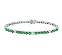 gioiellitaly Bracciale tennis argento 925 rodiato zirconi pietre bianche e verdi bracciale elegante scintillante uomo donna unisex idea regalo ragazza ragazzo chiusura di sicurezza (Lunghezza 20 CM)